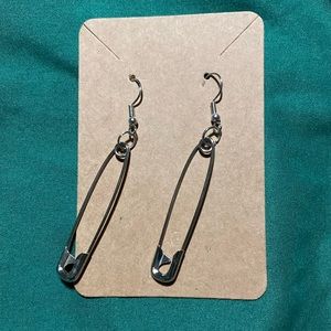 Silver Safety Pin Earrings